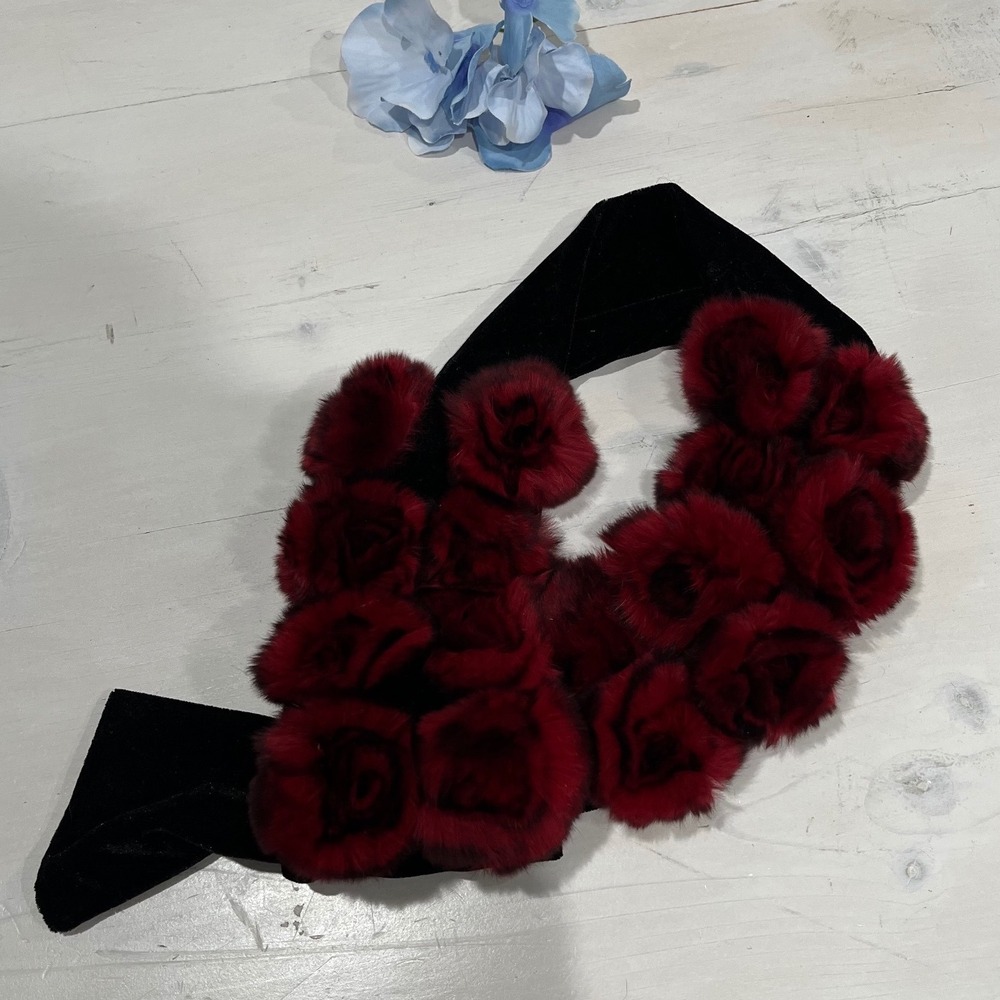 Elegant Red and Black Floral Scarf